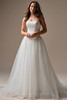 Front view of Shirley strapless A-line wedding dress with tulle skirt