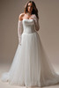 Front view of Maggie Sottero Shirley A-line wedding dress with lace sleeves