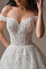 Detail view of Verina sweetheart corset dress with corded lace appliques