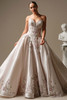 Front view of Sottero and Midgley Alvarez floral lace ball gown wedding dress in multi pink champagne