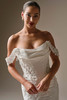 Front view of Burke wedding dress with detachable beaded lace cap sleeves