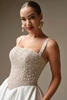 Front view of Dmara wedding dress with included beaded shoulder straps