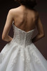 Back detail of Gwyneth wedding dress showing basque waist and covered buttons