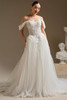 Front view of Sottero and Midgley Jayna 3D floral ball gown with off-the-shoulder sleeves
