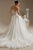 Back view of Jayna wedding dress showing pleated organza train