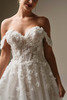 Close front view of Kalinda dress with detachable floral cap sleeves