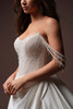 Detail view of Rumi dress with detachable beaded off-the-shoulder straps