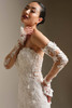 Detail view of Rashida dress with fitted long lace sleeves