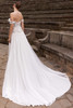 Back view of Amvray dress showing off-the-shoulder straps and chiffon train