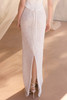 Back detail of Aniou lace dress showing center slit and corset lacing