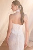 Back detail of Aniou dress showing corset lacing and fitted skirt
