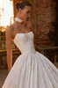 Front detail of Baretty dress with cat-eye neckline and jacquard bodice