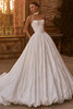 Front view of Pronovias Baretty jacquard wedding dress with bubble hem