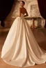 Back view of Benedet dress with detachable corset and satin train