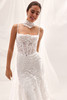 Front detail of Blora dress showing exposed boning and lace corset