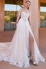 Front view of Pronovias Cetryn lace A-line wedding dress
