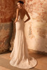 Back view of Deora dress with low illusion back and train