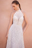 Close view of Erdith high halter neckline lace wedding dress