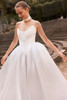 Close view of Gelsomina cat-eye neckline and basque corset dress