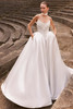 Front view of Pronovias Gelsomina satin ball gown wedding dress