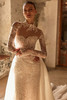 Close view of Hajay long sleeve lace yoke wedding dress