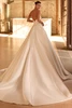 Back view of Heverly strapless Mikado wedding dress with train