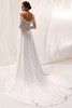 Back view of Liorae long lace sleeves and crepe dress