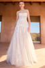 Front view of Lirba strapless corset lace wedding dress