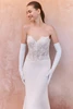 Front view of Maiae strapless sweetheart lace corset wedding dress