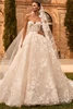 Front view of Pronovias Seaborn lace ball gown wedding dress with sweetheart neckline