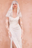 Front view of Verdiana dress with sweetheart neckline and thigh-high skirt slit