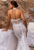 Back detail of Wonia dress showing illusion corset and covered buttons