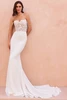 Front view of Pronovias Yzelie fit and flare wedding dress with beaded lace