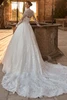 Back view of Zarland lace dress with detachable long-sleeve yoke and train