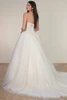 Back view of SY8189 Stella York ballgown with lace corset bodice and flowing tulle train