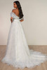 Back view of Stella York SY8215 floral organza A-line wedding dress with sweeping train