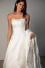 Front detail of SY8279 wedding dress with beaded lace bodice and satin skirt