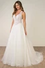 Front view of SY8314 dress with cascading lace appliqués and tulle skirt