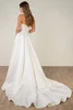 Back view of SY8318 satin dress with fabric buttons and sweeping train