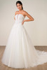 Front view of SY8324 strapless dress with plunging neckline