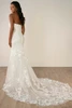 Back view of SY8332 fitted dress with lace-detailed train