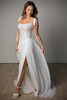 Front view of Stella York SY8343 chiffon A-line wedding dress with slit