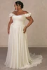 Front view of Essense of Australia D4568 plus size off-the-shoulder wedding dress