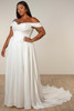 Front view of SY8236 plus size A-line gown with draped satin bodice
