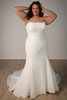 Front view of Stella York SY8306 plus size strapless lace wedding dress