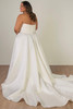 Back view of SY8318 A-line dress with fabric buttons and sweeping train