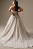 Back view of Jennifer lace dress showing covered buttons and flowing train