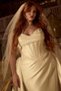 Detail view of Melissa Royale dress showing pearl corset and sweetheart neckline