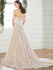 Back view D2525 dress with off-the-shoulder straps and covered buttons