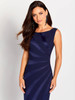 Shimmering swirl pattern radiates from the waist for a flattering, modern finish